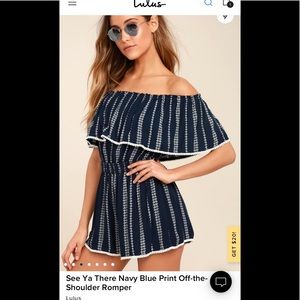 Lulus navy strapless romper-EUC